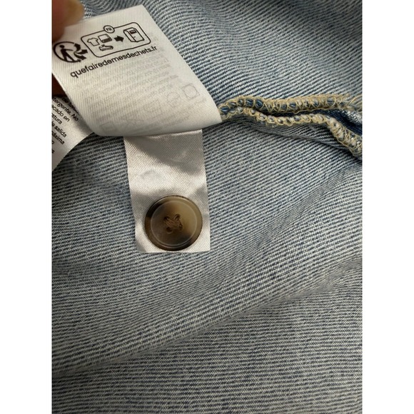 Boho Embroidered Denim Pullover Oversized Floral Boutique Art Top M L - Picture 5 of 8